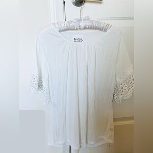 NWT! New York Laundry White Pleated Ruffled Blouse